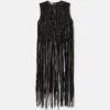 Nappa Leather Macramé Fringe Blouse -Urban Chic Wear Store mbfn1e l485 black flat