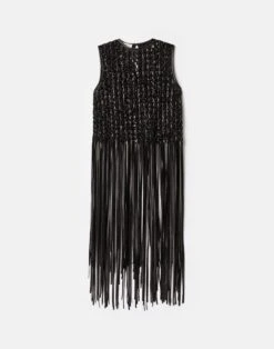 Nappa Leather Macramé Fringe Blouse