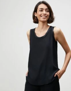 Silk Charmeuse Reversible Perla Blouse -Urban Chic Wear Store mbw19r 2629 black other2