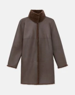 Shearling Reversible Funnel Collar Coat