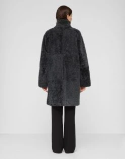 Wavy Shearling Reversible Coat -Urban Chic Wear Store mcc07v f612 graphite black back