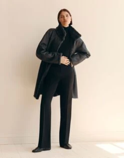 Wavy Shearling Reversible Coat -Urban Chic Wear Store mcc07v f612 graphite black elevated