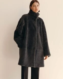 Wavy Shearling Reversible Coat -Urban Chic Wear Store mcc07v f612 graphite black elevated priority hover
