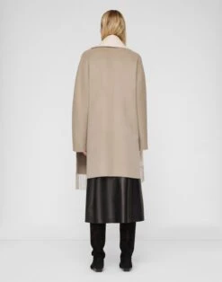 Two-Tone Cashmere Reversible Coat & Detachable Scarf -Urban Chic Wear Store mcc65h 8318 hickory oatmeal melange back
