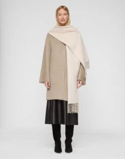 Two-Tone Cashmere Reversible Coat & Detachable Scarf -Urban Chic Wear Store mcc65h 8318 hickory oatmeal melange default