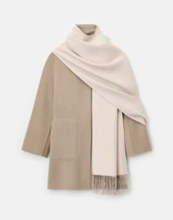 Two-Tone Cashmere Reversible Coat & Detachable Scarf