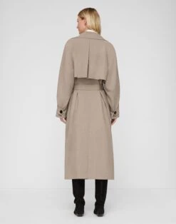 Responsible Stretch Wool Belted Oversized Trench Coat -Urban Chic Wear Store mcc66r 2a38 hickory melange back
