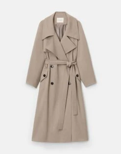 Responsible Stretch Wool Belted Oversized Trench Coat