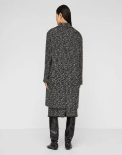 Wool-Cotton Bouclé Tweed Three Button Coat -Urban Chic Wear Store mcc71h 2c95 black multi back
