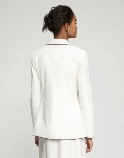 Glove Lambskin Leather Piped Three Pocket Blazer -Urban Chic Wear Store mjde1v l303 white back
