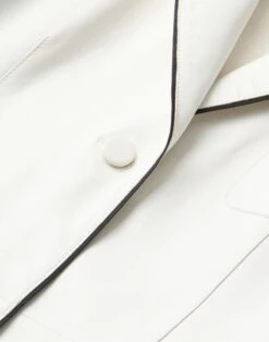 Glove Lambskin Leather Piped Three Pocket Blazer -Urban Chic Wear Store mjde1v l303 white detail2