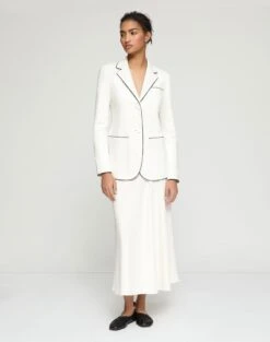 Glove Lambskin Leather Piped Three Pocket Blazer -Urban Chic Wear Store mjde1v l303 white full