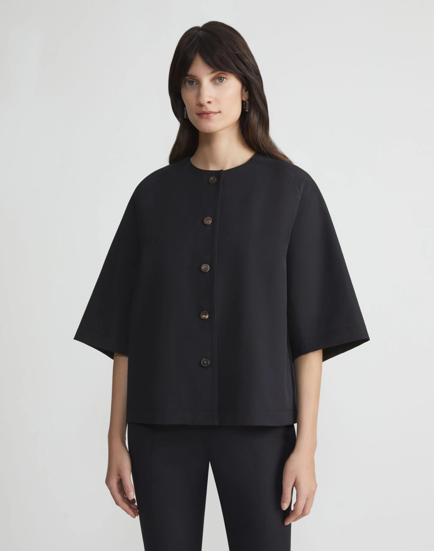 Techno Stretch Twill Collarless Shirt Jacket 4 Techno Stretch Twill Collarless Shirt Jacket - Image 2