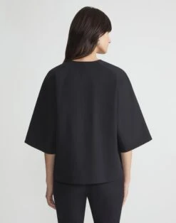 Techno Stretch Twill Collarless Shirt Jacket 14 Techno Stretch Twill Collarless Shirt Jacket -Urban Chic Wear Store mjdf5r 9458 black back