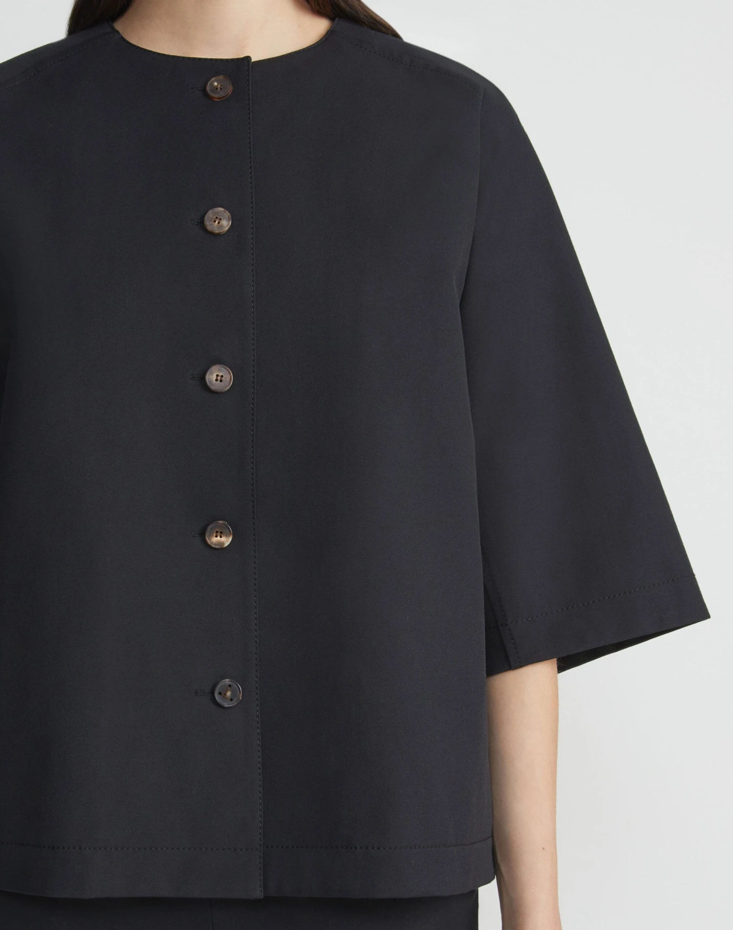 Techno Stretch Twill Collarless Shirt Jacket 5 Techno Stretch Twill Collarless Shirt Jacket - Image 3
