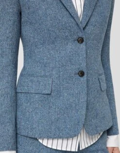 Donegal Tweed Button Fitted Blazer -Urban Chic Wear Store mjdf7h 1y17 bluebell multi detail