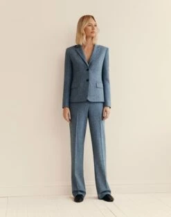 Donegal Tweed Button Fitted Blazer -Urban Chic Wear Store mjdf7h 1y17 bluebell multi elevated