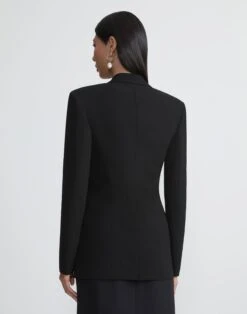 Responsible Finesse Crepe Three Button Blazer -Urban Chic Wear Store mjdk9h 6147 black back