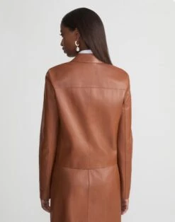Nappa Lambskin Leather Zip Cropped Jacket -Urban Chic Wear Store mjdl5h l485 copper back