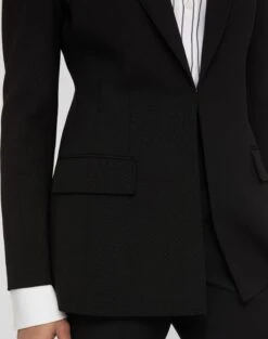 Responsible Wool Double Face Fitted Blazer -Urban Chic Wear Store mjdq1h 8034 black detail
