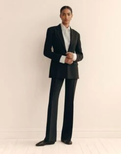 Responsible Wool Double Face Fitted Blazer -Urban Chic Wear Store mjdq1h 8034 black elevated hover