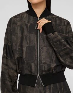 Paintstroke Jacquard Linen-Cotton Bomber Jacket -Urban Chic Wear Store mjdq2r 2b89 concrete multi detail