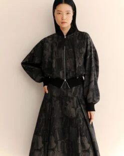 Paintstroke Jacquard Linen-Cotton Bomber Jacket -Urban Chic Wear Store mjdq2r 2b89 concrete multi elevated hover