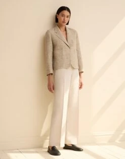 Marled Cotton Twill Cropped Boyfriend Blazer -Urban Chic Wear Store mjdq7h 2b82 natural multi elevated