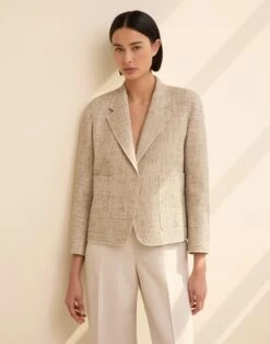 Marled Cotton Twill Cropped Boyfriend Blazer -Urban Chic Wear Store mjdq7h 2b82 natural multi elevated priority hover