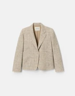 Marled Cotton Twill Cropped Boyfriend Blazer