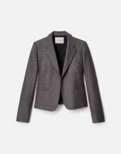 Pixelated Wool Twill Cropped Boyfriend Blazer