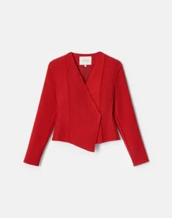 Organic Cotton Dobby Asymmetric Fitted Jacket