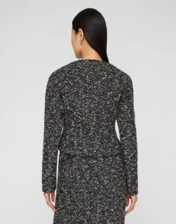 Wool-Cotton Bouclé Tweed Asymmetric Fitted Jacket -Urban Chic Wear Store mjdt5v 2c95 black multi back