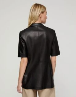 Nappa Leather Short Sleeve Blazer -Urban Chic Wear Store mjdt7h l485 black back