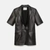 Nappa Leather Short Sleeve Blazer -Urban Chic Wear Store mjdt7h l485 black flat