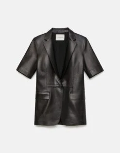 Nappa Leather Short Sleeve Blazer