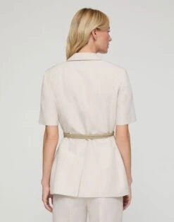 Silk-Linen Short Sleeve Belted Blazer -Urban Chic Wear Store mjdt7t 1g63 pearl back