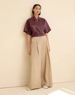 Nappa Leather Kimono Sleeve Jacket -Urban Chic Wear Store mjdu1r l215 violet ash full