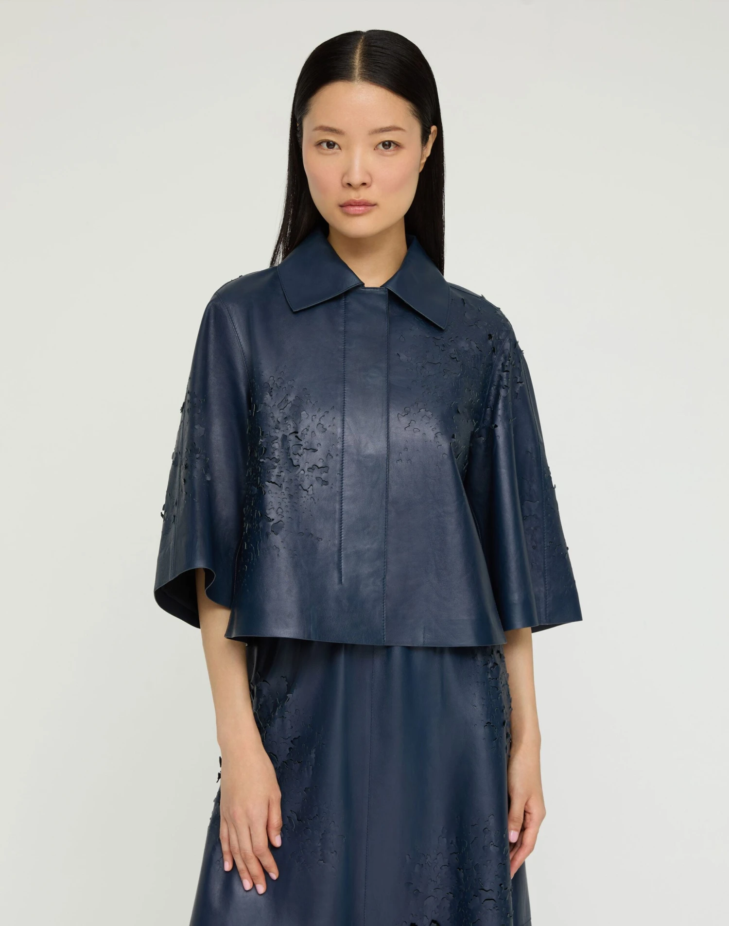 Lasercut Nappa Leather Cropped Jacket 4 Lasercut Nappa Leather Cropped Jacket - Image 2