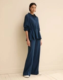 Tropical Wool Gathered Waist Oversized Jacket -Urban Chic Wear Store mjdu9r 2b57 lido blue elevated