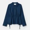 Tropical Wool Gathered Waist Oversized Jacket -Urban Chic Wear Store mjdu9r 2b57 lido blue flat