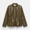 Lightweight Lambskin Leather Gathered Waist Oversized Jacket -Urban Chic Wear Store mjdu9v l427 garland green flat