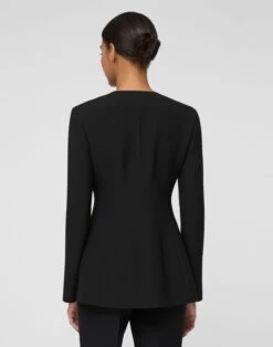 Wool-Silk Crepe Collarless Fitted Blazer 11 Wool-Silk Crepe Collarless Fitted Blazer -Urban Chic Wear Store mjdv8h 1u35 black back