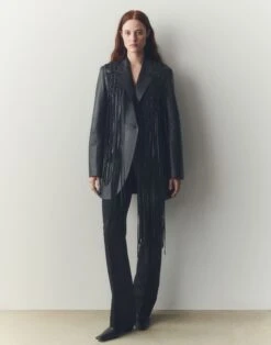 Nappa Leather Macramé Fringe Blazer 11 Nappa Leather Macramé Fringe Blazer -Urban Chic Wear Store mjdw1e l485 black elevated hover