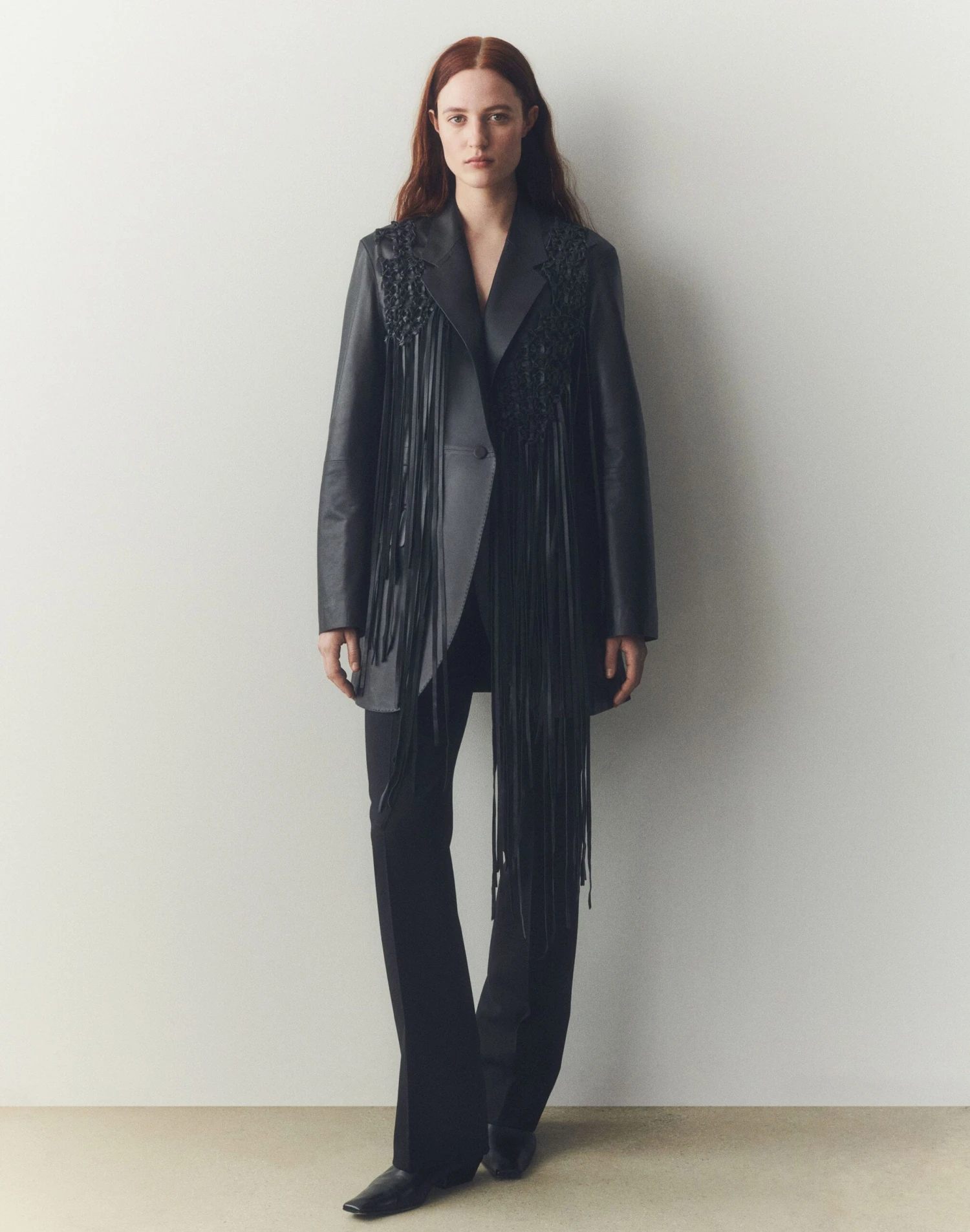 Nappa Leather Macramé Fringe Blazer 7 Nappa Leather Macramé Fringe Blazer - Image 5