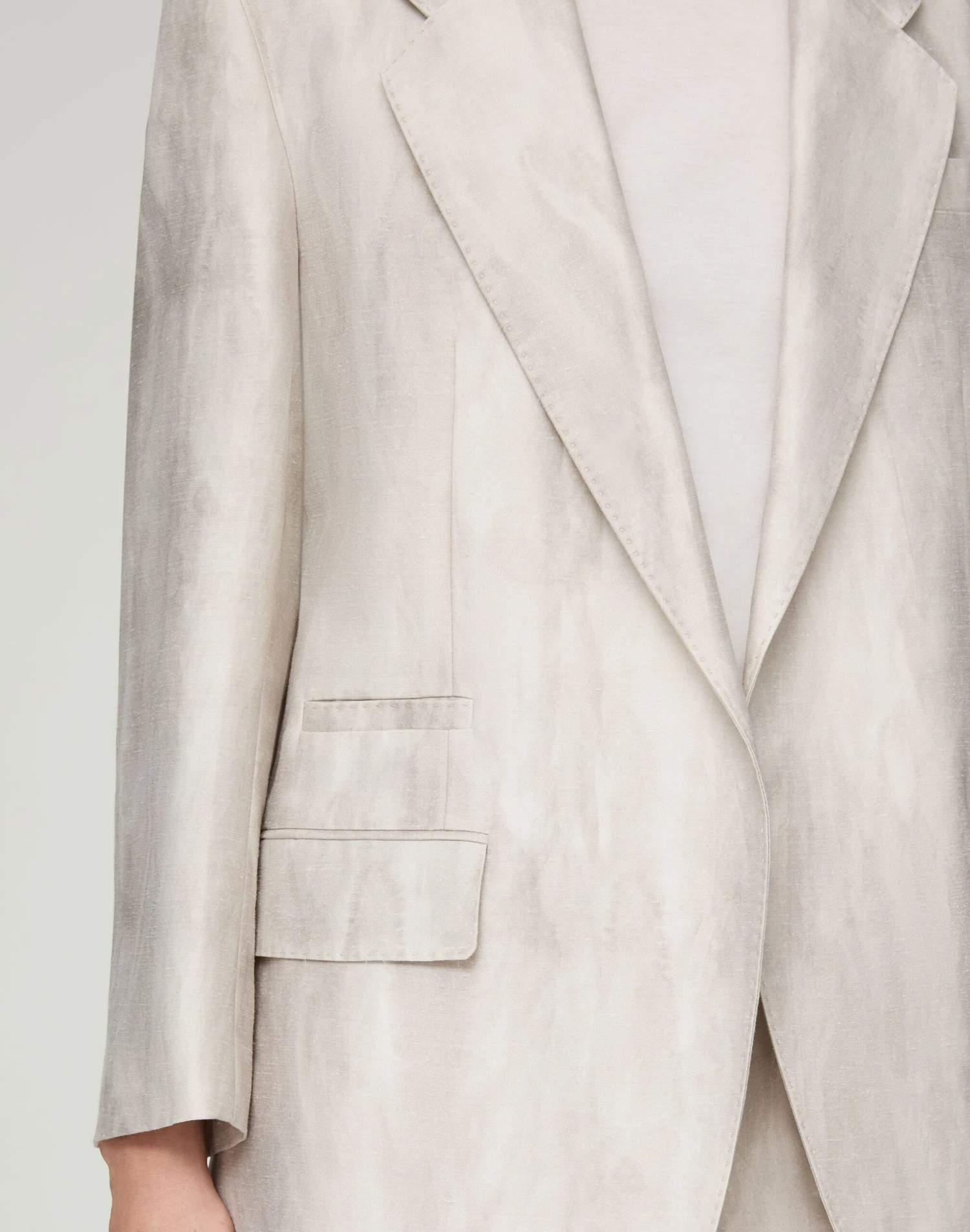 Washed Glaze Print Ramie-Silk Neapolitan Jacket 5 Washed Glaze Print Ramie-Silk Neapolitan Jacket - Image 3