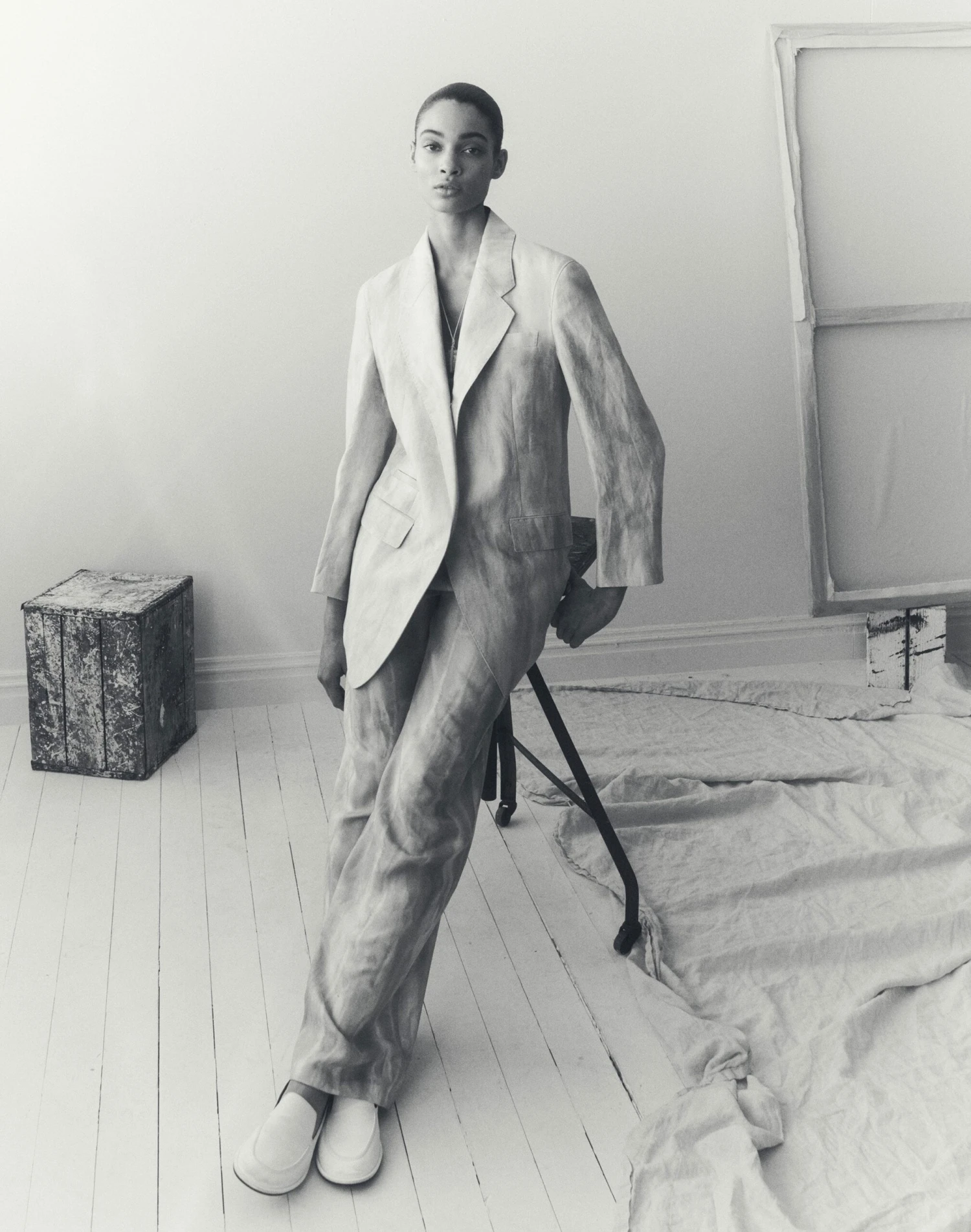 Washed Glaze Print Ramie-Silk Neapolitan Jacket 8 Washed Glaze Print Ramie-Silk Neapolitan Jacket - Image 6