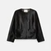 Calf Hair Patch Pocket Collarless Jacket 1 Calf Hair Patch Pocket Collarless Jacket -Urban Chic Wear Store mjdw6r f036 black flat