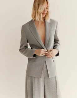 Fluid Houndstooth Jacquard Single Button Fitted Blazer -Urban Chic Wear Store mjdw8h 2d05 black multi elevated priority hover