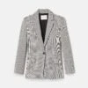 Fluid Houndstooth Jacquard Single Button Fitted Blazer -Urban Chic Wear Store mjdw8h 2d05 black multi flat